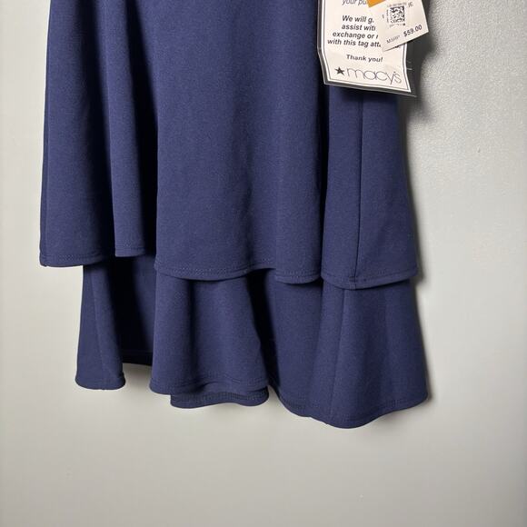 NWT B Darlin Juniors Ruffled Off-the-Shoulder Dress Navy 3 4 New Prom Homecoming - Picture 5 of 10